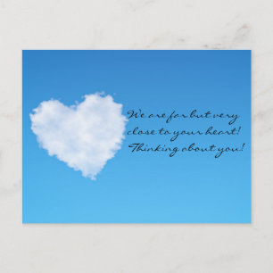 Carte Postale Nuage de coeur doux 3D. Je pense à toi !