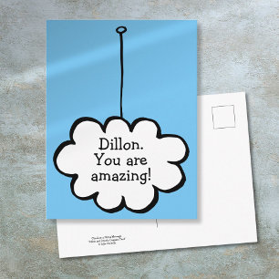 Carte Postale Nuage de message personnalisé sur une chaîne