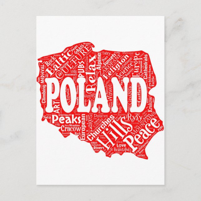Carte Postale Nuage de mots avec des termes polonais dans une fo (Devant)