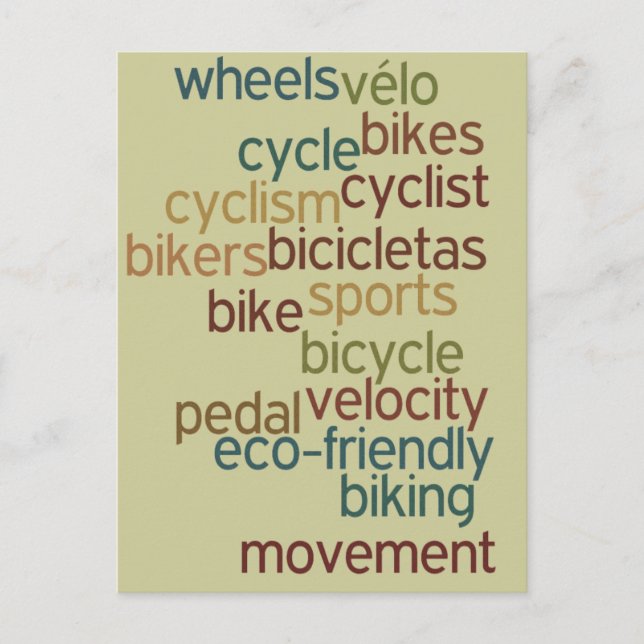 Carte Postale nuage de mots de vélo (Devant)