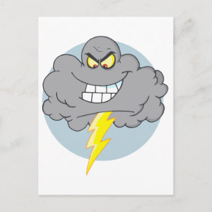 Carte Postale Nuage Noir Cartoon Avec Éclair