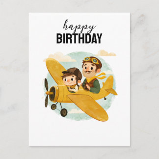 Carte Postale Nuages d'avion vintage Joyeux anniversaire papa mi