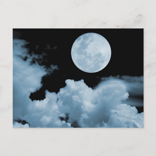 CARTE POSTALE NUAGES DE PLEINE LUNE BLEU (Devant)