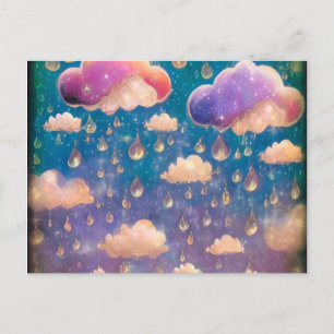 Carte Postale Nuages de pluie cristal rose