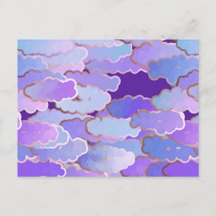 Carte Postale Nuages japonais, crépuscule, violet et pourpre pro