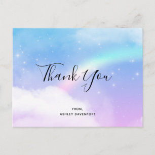 Carte Postale Nuages magiques Pastel et Merci arc-en-ciel