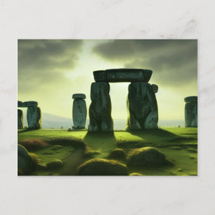 Carte Postale Nuages sur l'Art numérique Imaginaire de Stoneheng