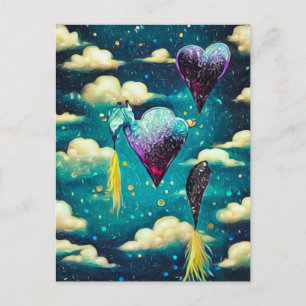 Carte Postale Nuages Surrealistes Vintage & Ballons en Forme de 