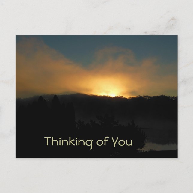 Carte Postale Nuageux lever de soleil penser à vous (Devant)
