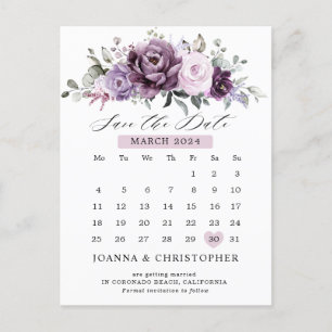 Carte Postale Nuances de Dusty Purple Calendrier Enregistrer la 
