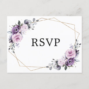Carte Postale Nuances de fleurs violettes Dusty RSVP géométrique