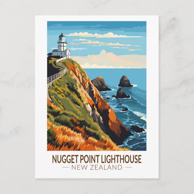 Carte Postale Nugget Point Lighthouse Nouvelle-Zélande Voyage Vi (Devant)