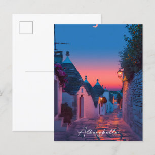 Carte Postale Nuit à Alberobello Italie Vintage voyage