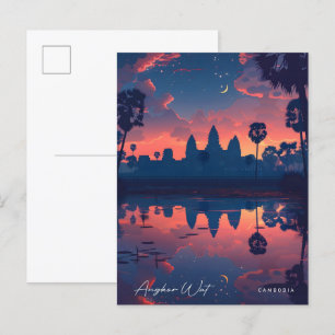 Carte Postale Nuit à Angkor Vat Cambodge Vintage voyage