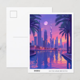 Carte Postale Nuit à Dubai UAE Travel