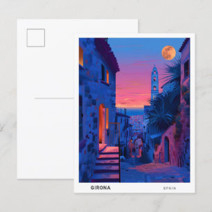 Carte Postale Nuit à Girona Espagne Voyage