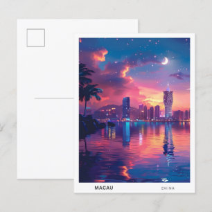 Carte Postale Nuit à Macau Chine Voyage