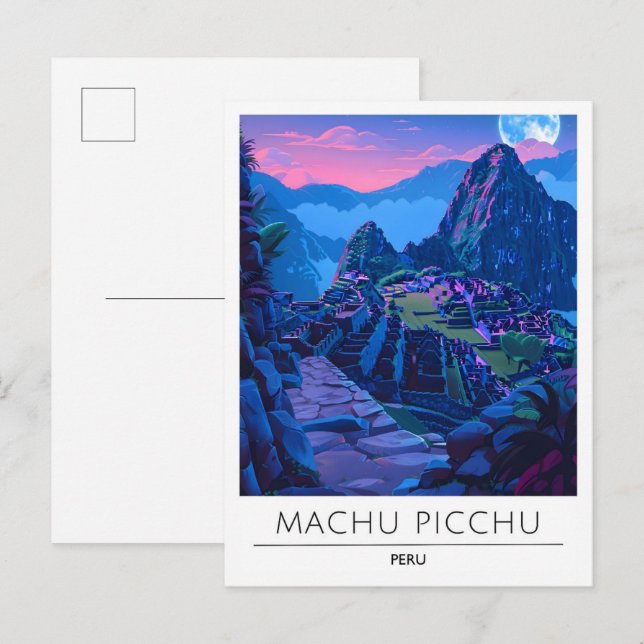Carte Postale Nuit à Machu Picchu Pérou Voyage (Devant / Derrière)