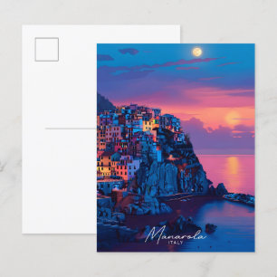 Carte Postale Nuit à Manarola Italie Vintage voyage