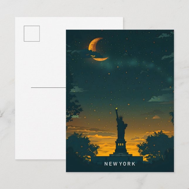 Carte Postale Nuit à New York USA Travel (Devant / Derrière)