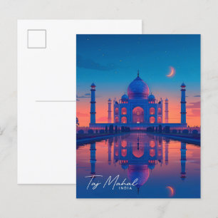 Carte Postale Nuit à Taj Mahal Inde Vintage voyage