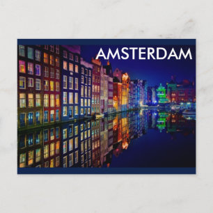 CARTE POSTALE NUIT AMSTERDAM