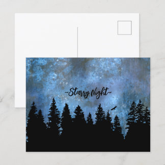 Carte Postale Nuit de la forêt de pins de texte personnalisé