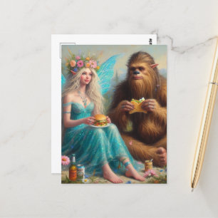 Carte Postale Nuit de restauration rapide avec Sasquatch et la F