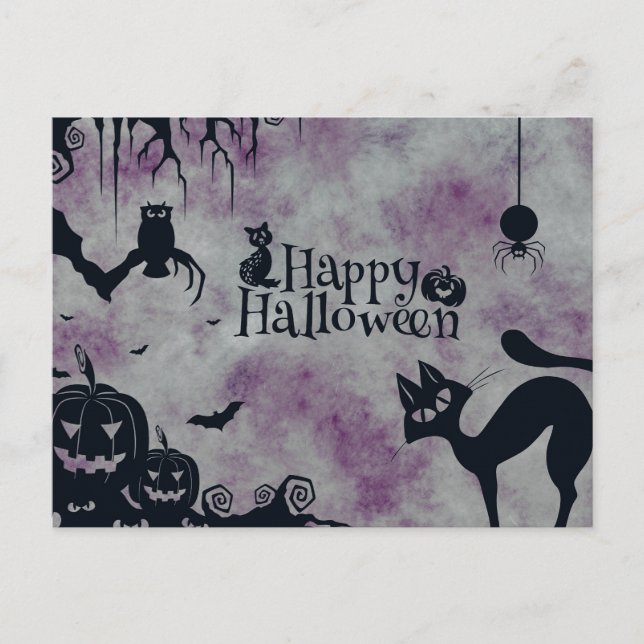 Carte Postale Nuit d'Halloween effrayante (Devant)