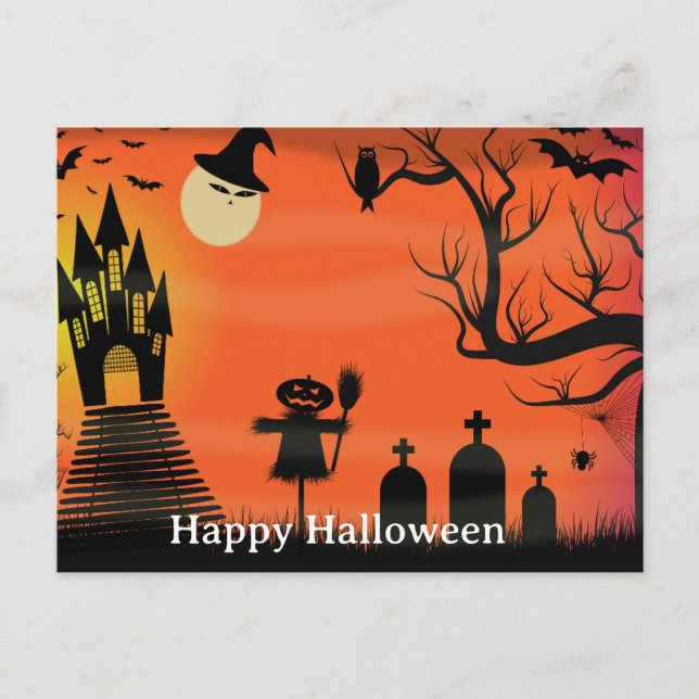 Carte Postale Nuit d'Halloween effrayante (Devant)