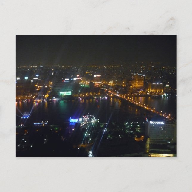 Carte Postale nuit du nil de la rivière cairo (Devant)