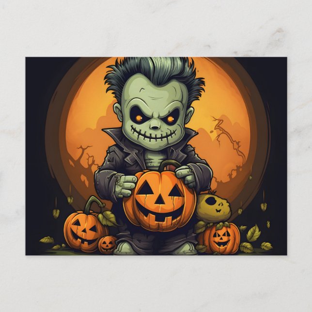 Carte Postale Nuit effrayante d'Halloween (Devant)