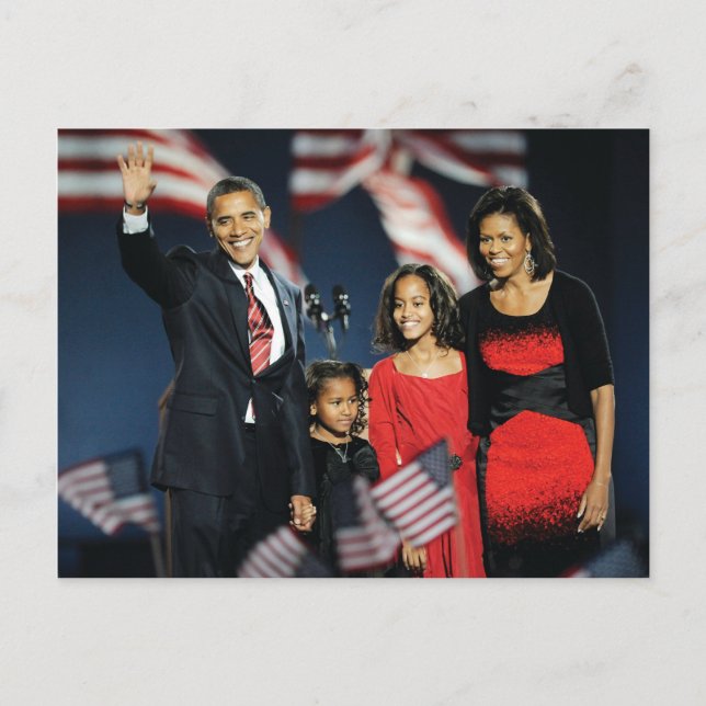Carte Postale Nuit électorale de la famille Obama (Devant)