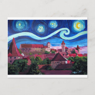Carte Postale Nuit étoile à Nuremberg Allemagne avec Château
