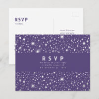 Nuit étoile violet et mariage argenté RSVP