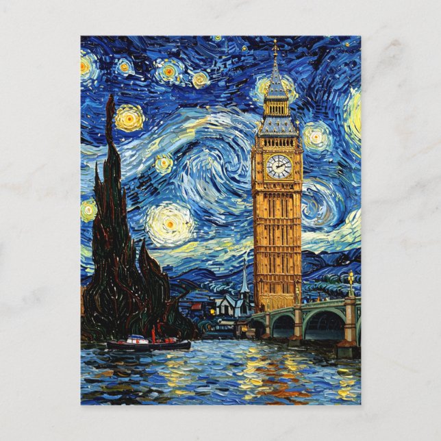 Carte Postale Nuit étoilée Big Ben Londres Angleterre (Devant)
