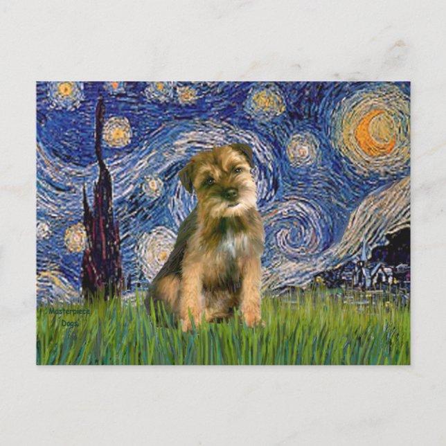 Carte Postale Nuit étoilée - Bordure Terrier #1 (Devant)