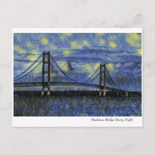 Carte Postale Nuit étoilée du pont Macinac