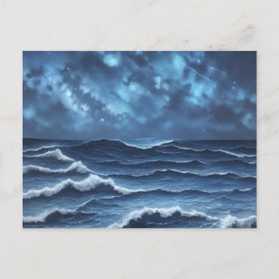 Carte Postale Nuit étoilée et vagues