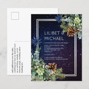 Carte Postale Nuit étoilée Eucalyptus bleu chardon hiverMariage