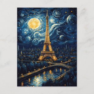 Carte Postale Nuit étoilée - Tour Eiffel