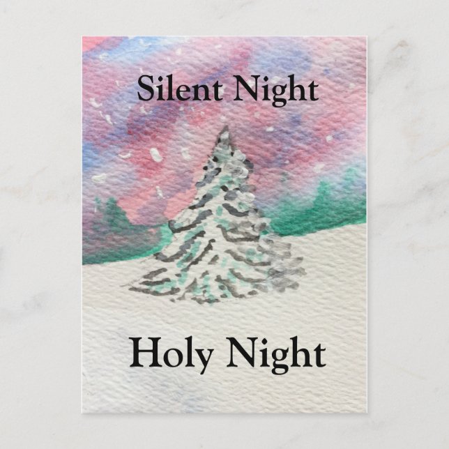 Carte Postale Nuit Silencieuse Arbre de Noël (Devant)