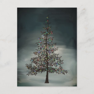 Carte Postale Nuit sombre Moderne Moody Noël Arbre