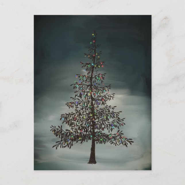 Carte Postale Nuit sombre Moderne Moody Noël Arbre (Devant)