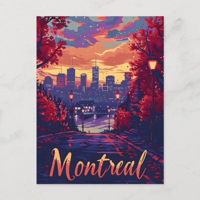 Carte Postale Nuits de Montréal : Lumières de la ville et nuages (Devant)