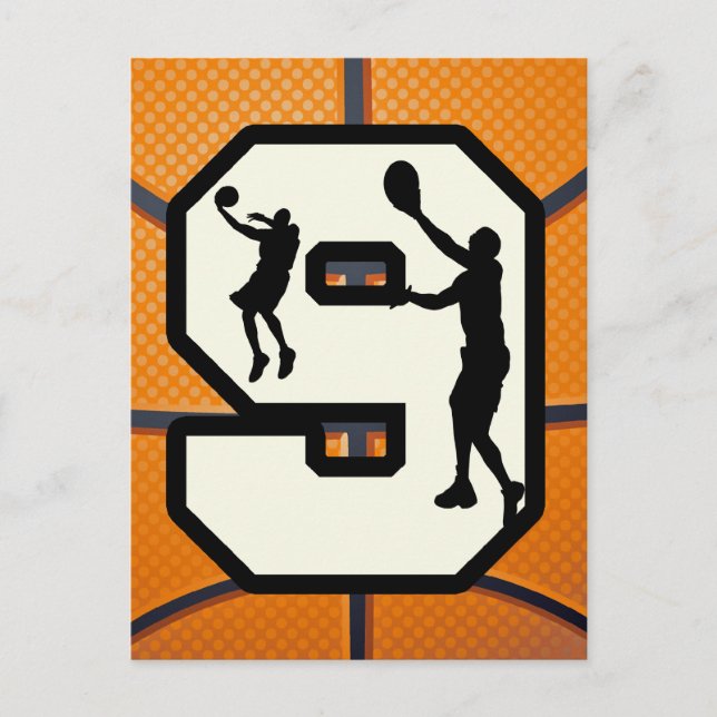 Carte Postale Numéro 9 Basketball et joueur (Devant)