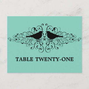 Carte postale Numéro de table Aqua Inséparable