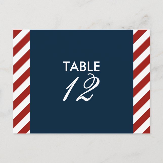 Carte postale Numéro de table bleu et rouge (Devant)