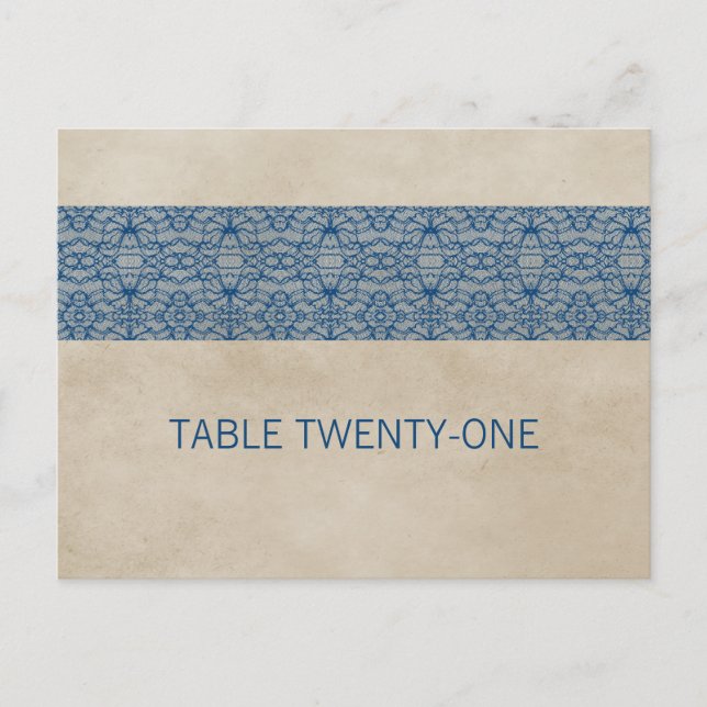 Carte postale Numéro de table de dentelle bleu rus (Devant)