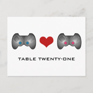 Carte postale Numéro de table de jeu rose bleu